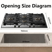 Professional Manufacturer | Household Kitchen Built In 4 Burner Gas Cooker | B9064(Black)