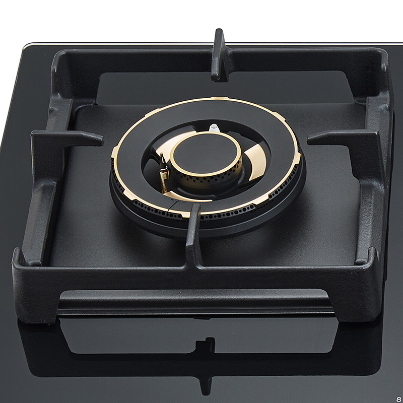  Squart Cast Iron Pan Support of Bousit 3 Burner Tempered Glass Gas Stove B376-C