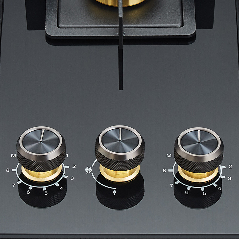 Metal Knob of Bousit 3 Burner Tempered Glass Gas Stove B376-C
