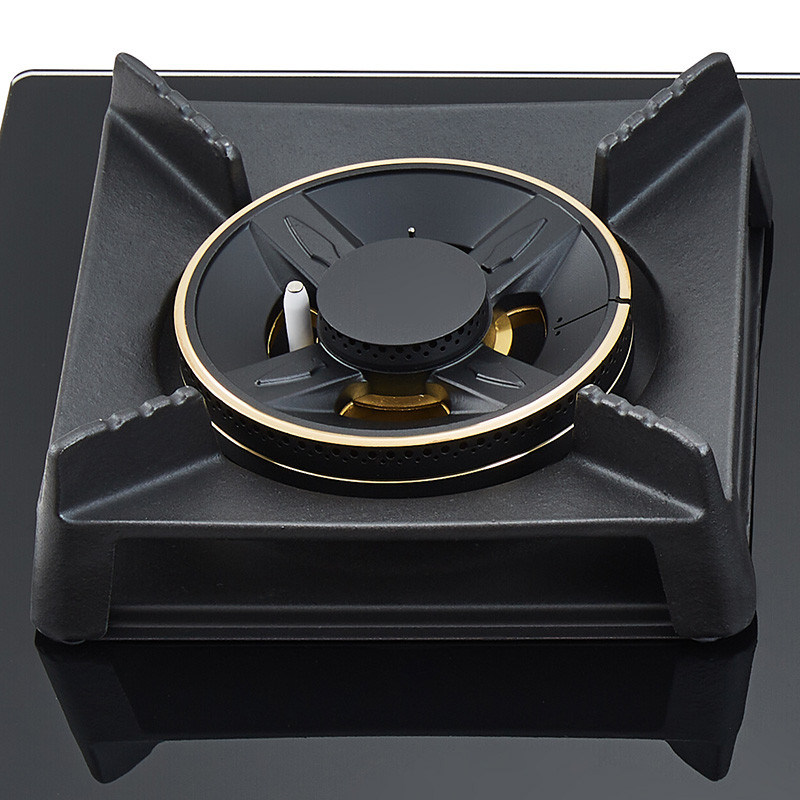 Squart Cast Iron Pan Support of Bousit 3 Burner Tempered Glass Gas Stove B386-C