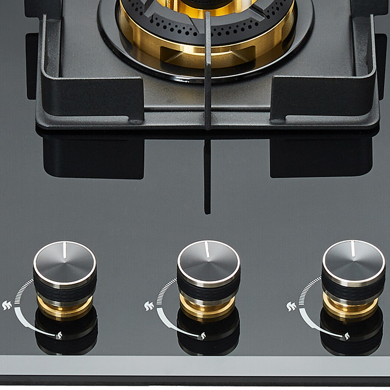 Metal Knob of Bousit 3 Burner Tempered Glass Gas Stove B388