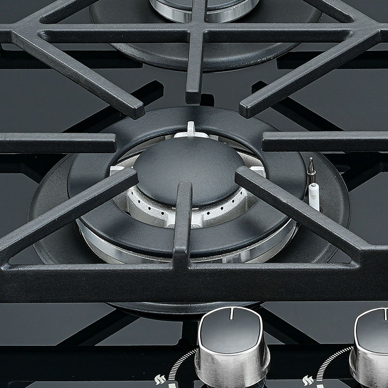 Aluminum Burner of Bousit 4 Burner Tempered Glass Gas Stove B402
