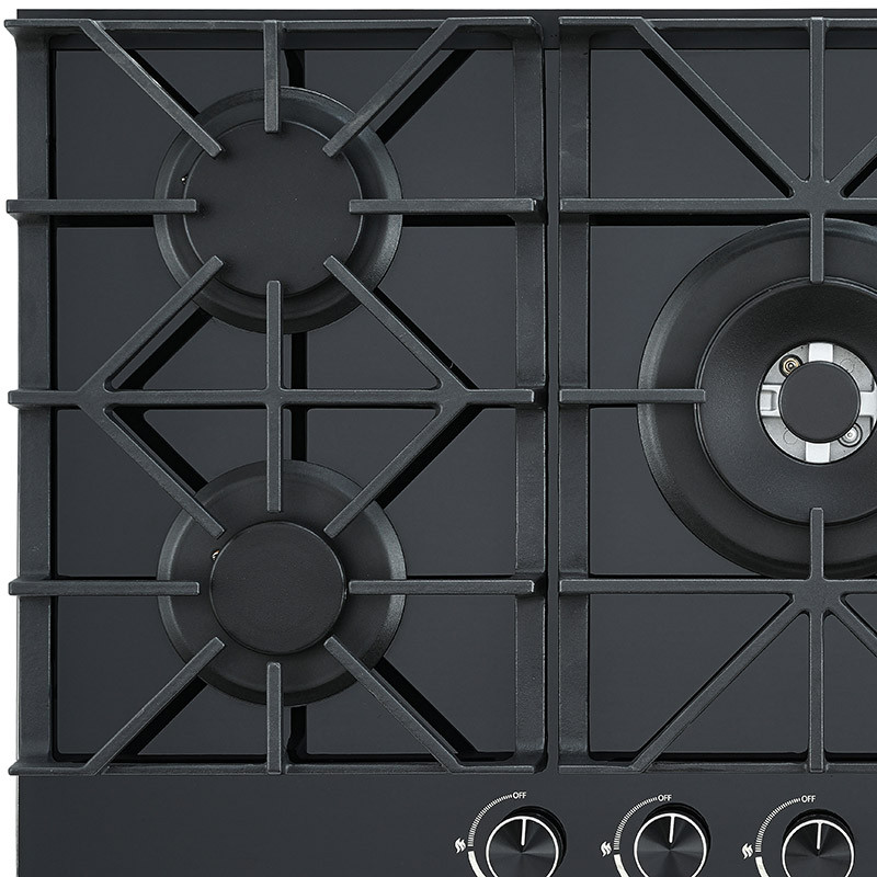 Cast Iron Pan Support of Bousit 5 Burner Tempered Glass Gas Stove B560-S