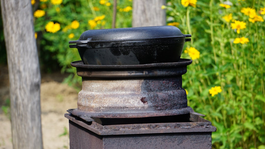 Heavy-duty cast iron grates on a gas stove