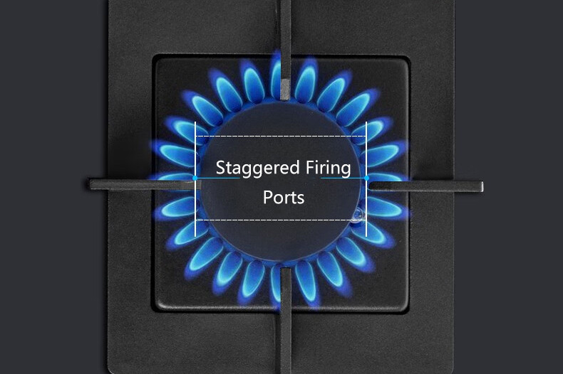 Optimized gas burner structure for improved flame stability, higher combustion efficiency, and reduced carbon buildup.