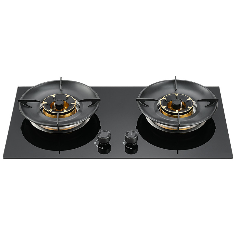 Bousit B211 Two burner glass gas hob with 5.2kW burners and windproof pan support OEM manufacturer