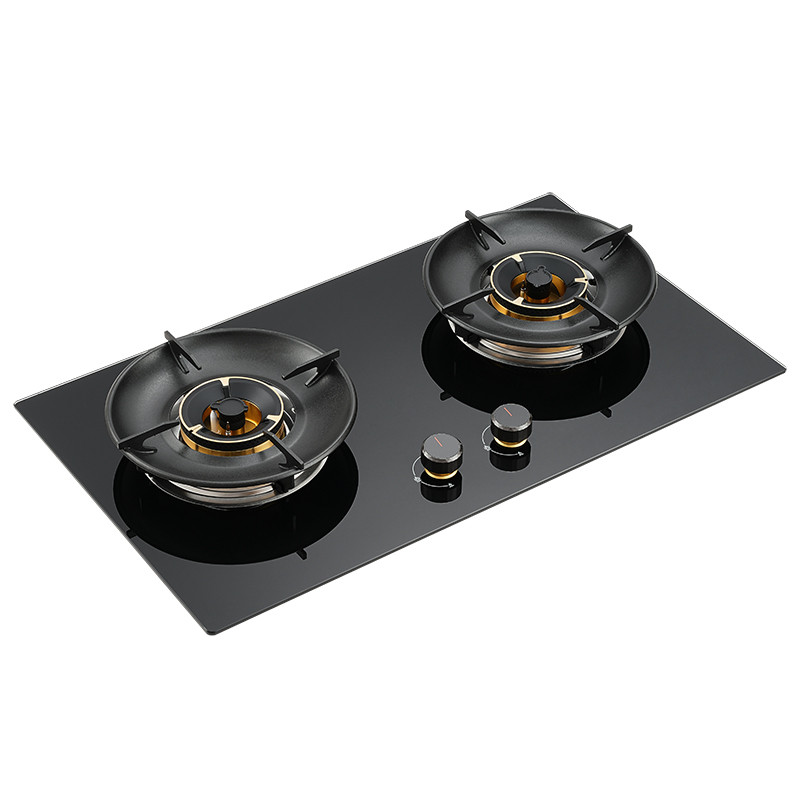 built-in 2 burner gas stove glass panel kitchen appliance B359