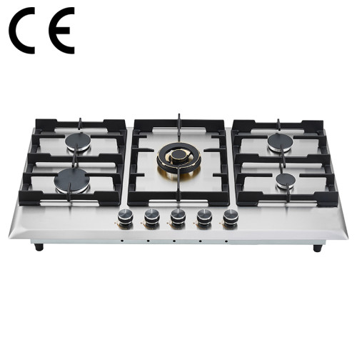 5-Burner built-in hob supplier | Cast Iron Stainless Stove OEM | G955