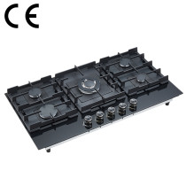 Heavy Duty 5 Burner Gas Hob Manufacturer | Tempered Glass Cooktop B558