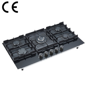 Heavy Duty 5 Burner Gas Hob Manufacturer | Tempered Glass Cooktop B558