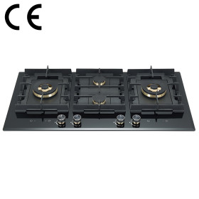 4 Burner Gas Stove with Timer | CE Certified Built-in Black Glass Gas Hob | B905