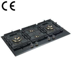 4 Burner Gas Stove with Timer | CE Certified Built-in Black Glass Gas Hob | B905