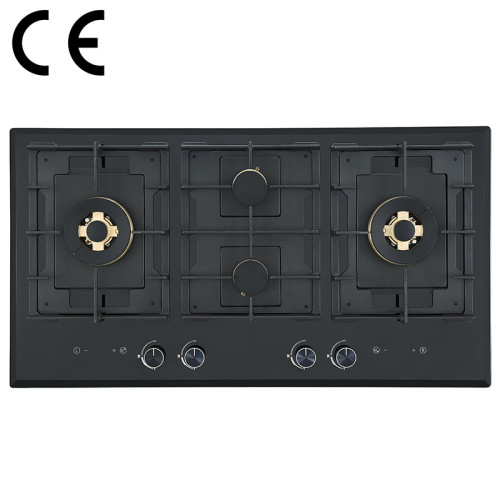 4 Burner Gas Stove with Timer | CE Certified Built-in Black Glass Gas Hob | B905