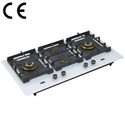 960mm White Tempered Glass 4 Burner Gas Stove with CE Certification | B905（White）