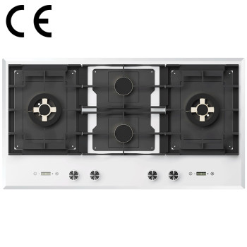 White CE Certified Glass Gas Cooktop | Built-in Kitchen Hob Manufacturer B9064