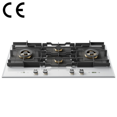 White CE Certified Glass Gas Cooktop | Built-in Kitchen Hob Manufacturer B9064