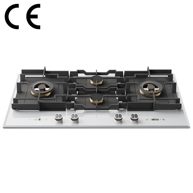 White CE Certified Glass Gas Cooktop | Built-in Kitchen Hob Manufacturer B9064