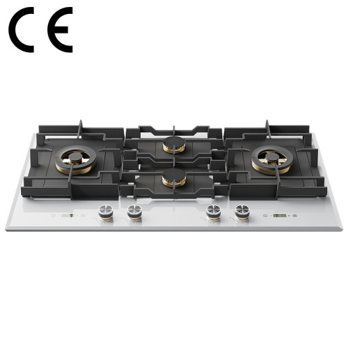 White CE Certified Glass Gas Cooktop | Built-in Kitchen Hob Manufacturer B9064