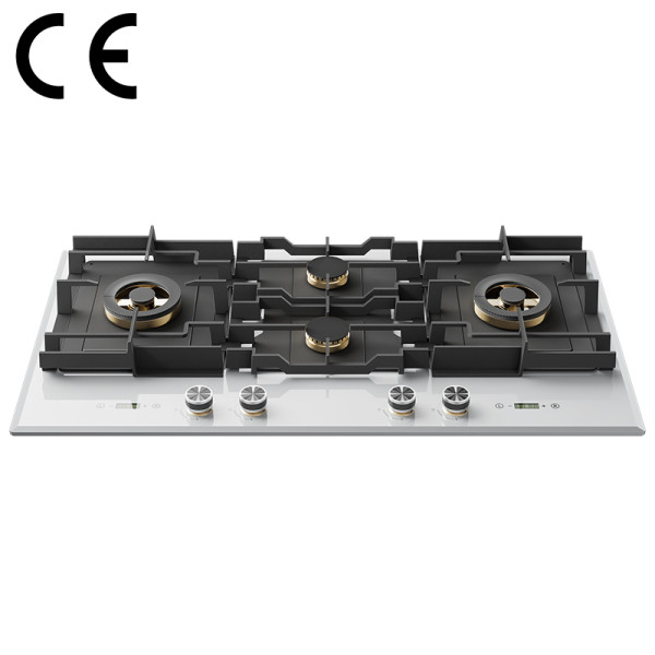 White CE Certified Glass Gas Cooktop | Built-in Kitchen Hob Manufacturer B9064