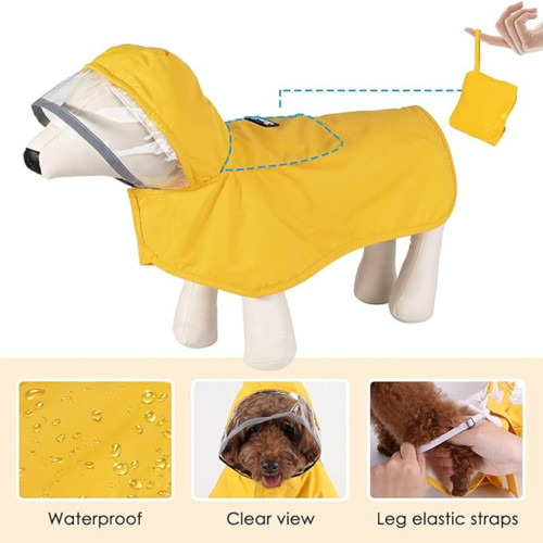 Hooded dog raincoats cape outdoor waterproof, suitable for small to medium to large dogs and puppies