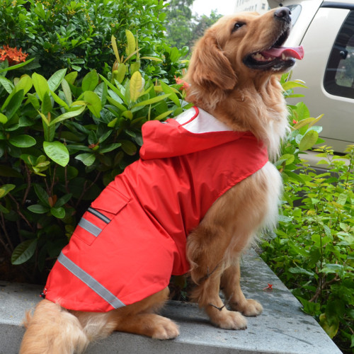 Pet raincoat new double big dog Golden Retriever reflective strip dog coat wholesale dog raincoat