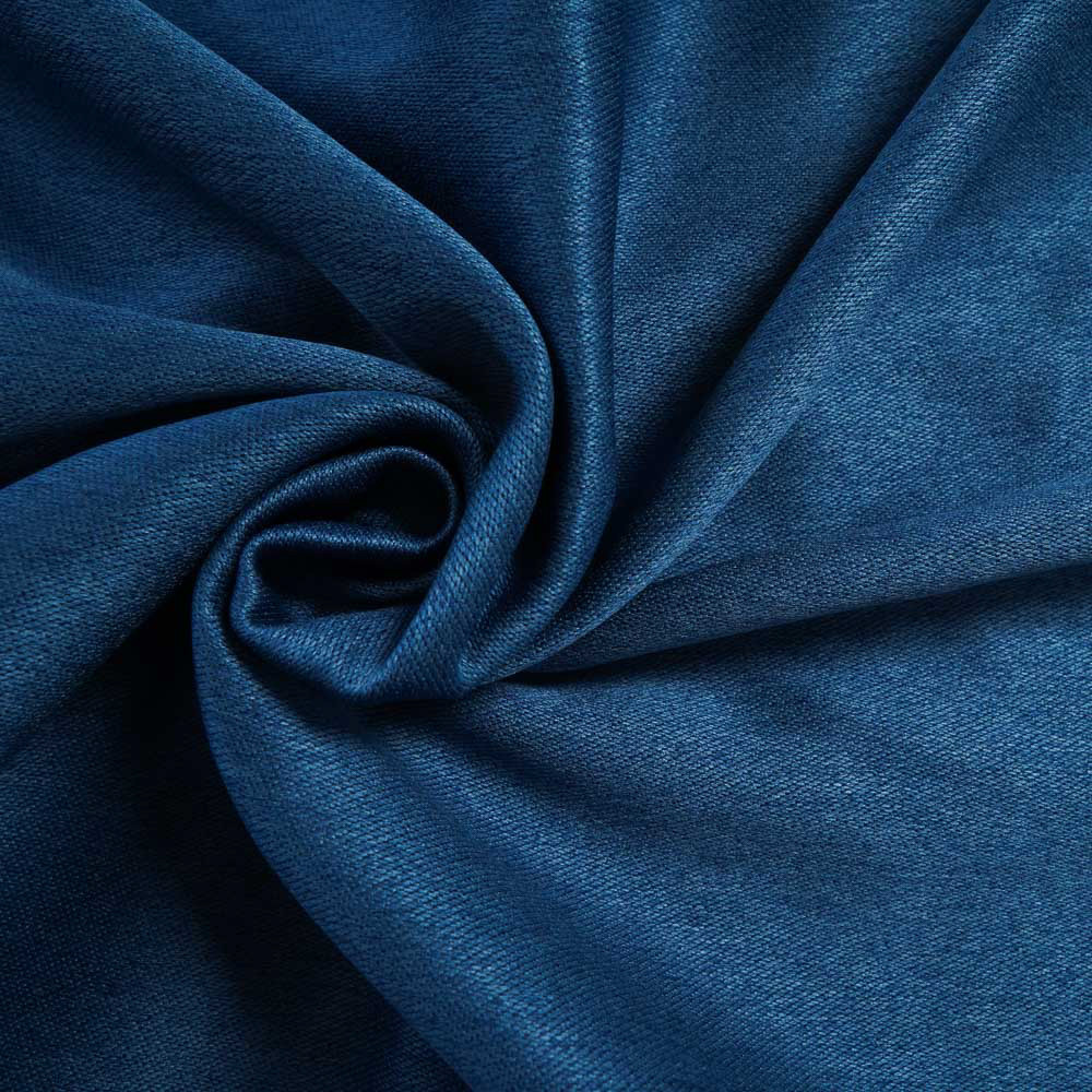 Double-Sided Linen Look Blackout Drapery Fabric-Blue