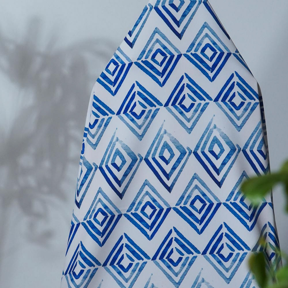 Luna Blue&White Custom 4-Way Stretch Printed Fabric