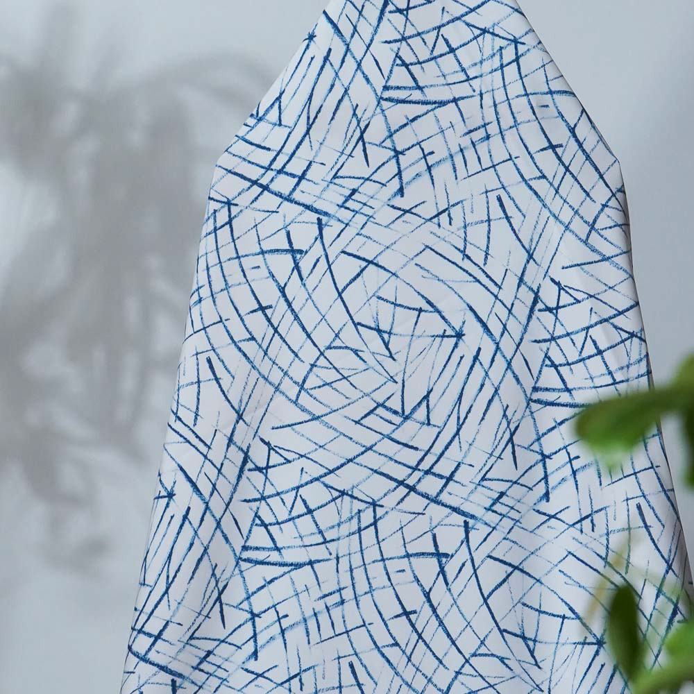 Luna Blue&White Custom 4-Way Stretch Printed Fabric