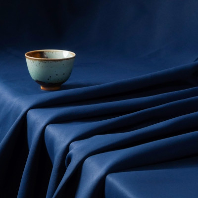 Gabriel-Blue Double-Sided Twill Dull Blackout Drapery Fabric. For Living Room, Bedroom, Office, Hotel, Restaurant, Theater, Retail Store, Exhibition Hall, Hospitality Industry. Custom Blackout Fabric. and Finished Curtain.