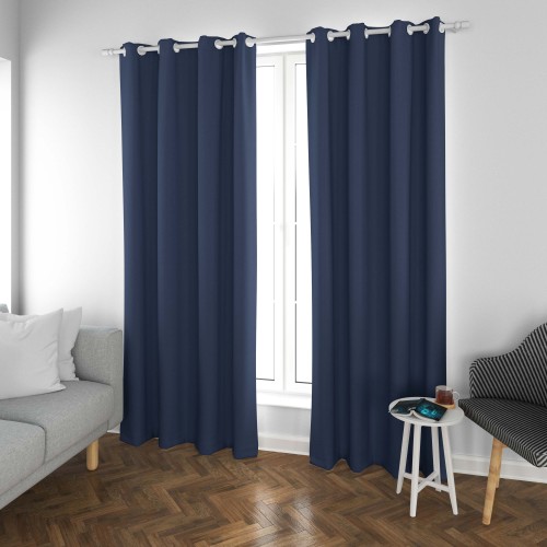 Gabriel-Blue Double-Sided Twill Dull Blackout Drapery Fabric. For Living Room, Bedroom, Office, Hotel, Restaurant, Theater, Retail Store, Exhibition Hall, Hospitality Industry. Custom Blackout Fabric. and Finished Curtain.