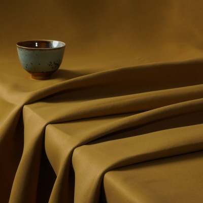 Polyester Double-Sided Twill Dull Blackout Drapery Fabric. Gabriel-Golden. For Living Room, Bedroom. Custom Blackout Fabric. and Finished Curtain.