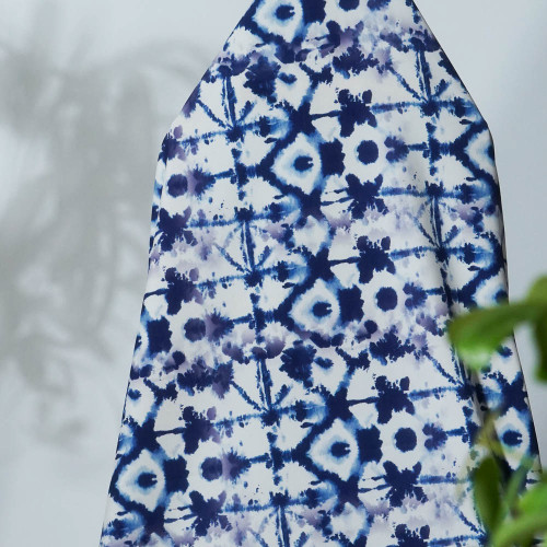 Luna, Blue&White, For Pants, Skirts, Tops, Casual Wear, Outdoor Functional Jackets, Custom 4-Way Stretch Printed Fabric,