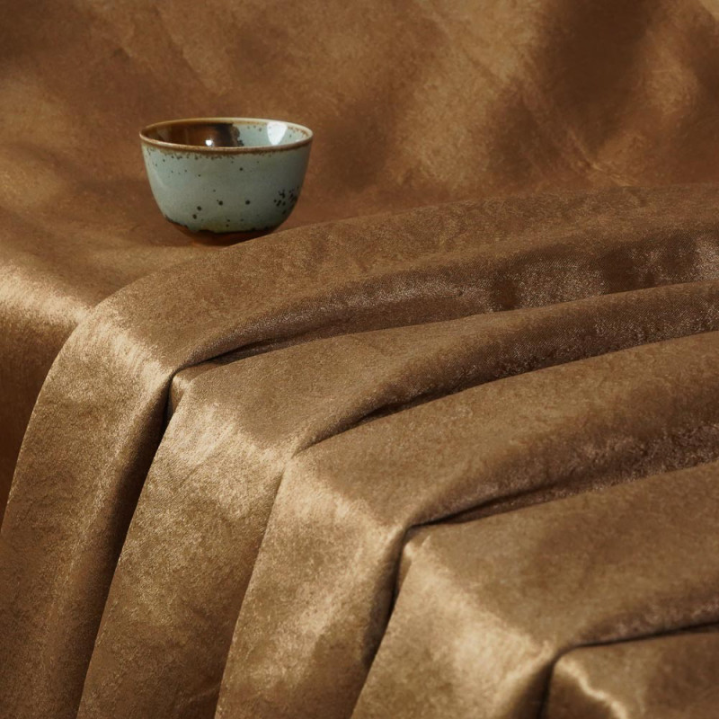 Amelia-Golden Single-Sided Sateen Fluffiness Blackout Drapery Fabric For Living Room, Bedroom, Office, Hotel, Restaurant, Theater, Retail Store, Exhibition Hall, Hospitality Industry. Custom Blackout Fabric. and Finished Curtain.