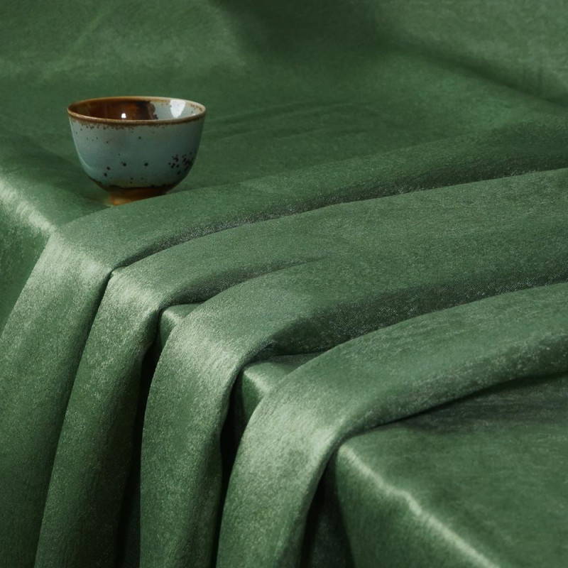 Amelia-Forest Green Single-Sided Sateen Fluffiness Blackout Drapery Fabric For Living Room, Bedroom, Office, Hotel, Restaurant, Theater, Retail Store, Exhibition Hall, Hospitality Industry. Custom Blackout Fabric. and Finished Curtain.