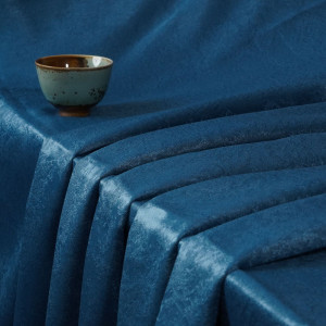 Amelia-Blue Single-Sided Sateen Fluffiness Blackout Drapery Fabric For Living Room, Bedroom, Office, Hotel, Restaurant, Theater, Retail Store, Exhibition Hall, Hospitality Industry. Custom Blackout Fabric. and Finished Curtain.