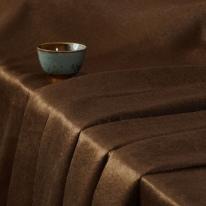Amelia-Dark Golden Single-Sided Sateen Fluffiness Blackout Drapery Fabric For Living Room, Bedroom, Office, Hotel, Restaurant, Theater, Retail Store, Exhibition Hall, Hospitality Industry. Custom Blackout Fabric. and Finished Curtain.