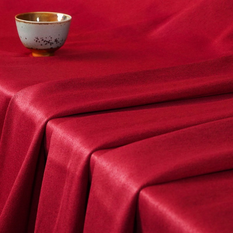 William-Jam Red Double-Sided Linen Look Blackout Drapery Fabric For Living Room, Bedroom, Office, Hotel, Restaurant, Theater, Retail Store, Exhibition Hall, Hospitality Industry. Custom Blackout Fabric. and Finished Curtain.