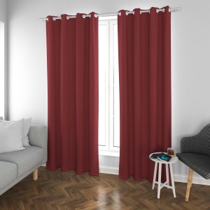 William-Jam Red Double-Sided Linen Look Blackout Drapery Fabric For Living Room, Bedroom, Office, Hotel, Restaurant, Theater, Retail Store, Exhibition Hall, Hospitality Industry. Custom Blackout Fabric. and Finished Curtain.