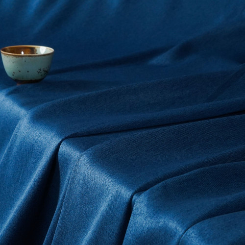 William-Blue Double-Sided Linen Look Blackout Drapery Fabric For Living Room, Bedroom, Office, Hotel, Restaurant, Theater, Retail Store, Exhibition Hall, Hospitality Industry. Custom Blackout Fabric. and Finished Curtain.