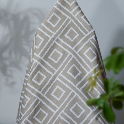 Oliver Geometric-Single-Sided Shiny Sateen Printed Blackout Drapery Fabric