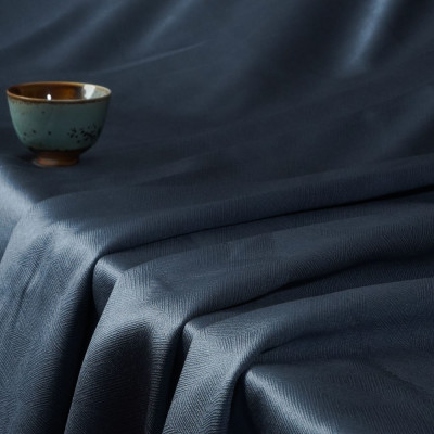 Luxia-Blue Gray Two-Toned Sateen Blackout Drapery Fabric For Living Room, Bedroom, Office, Hotel, Restaurant, Theater, Retail Store, Exhibition Hall, Hospitality Industry. Custom Blackout Fabric. and Finished Curtain.