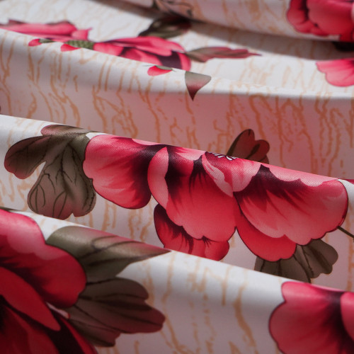 Oliver Flower-Single-Sided Shiny Sateen Printed Blackout Drapery Fabric For Living Room, Bedroom, Office, Hotel, Restaurant, Theater, Retail Store, Exhibition Hall, Hospitality Industry. Custom Blackout Fabric. and Finished Curtain.