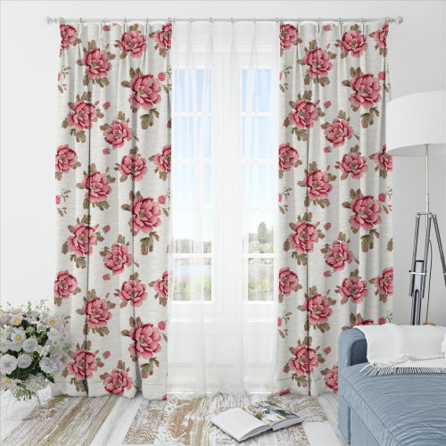 Oliver Flower-Single-Sided Shiny Sateen Printed Blackout Drapery Fabric For Living Room, Bedroom, Office, Hotel, Restaurant, Theater, Retail Store, Exhibition Hall, Hospitality Industry. Custom Blackout Fabric. and Finished Curtain.