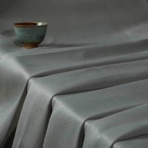 Mason-White Ash Thicker Linen Look Blackout Drapery Fabric For Living Room, Bedroom, Office, Hotel, Restaurant, Theater, Retail Store, Exhibition Hall, Hospitality Industry. Custom Blackout Fabric. and Finished Curtain.