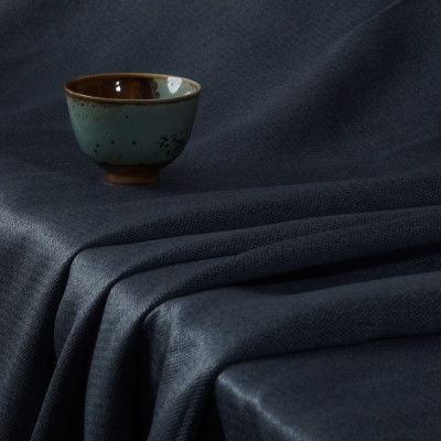 Mason-Med Gray Thicker Linen Look Blackout Drapery Fabric For Living Room, Bedroom, Office, Hotel, Restaurant, Theater, Retail Store, Exhibition Hall, Hospitality Industry. Custom Blackout Fabric. and Finished Curtain.