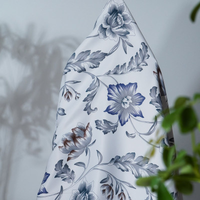 Oliver Flower-Single-Sided Shiny Sateen Printed Blackout Drapery Fabric For Living Room, Bedroom, Office, Hotel, Restaurant, Theater, Retail Store, Exhibition Hall, Hospitality Industry. Custom Blackout Fabric. and Finished Curtain.