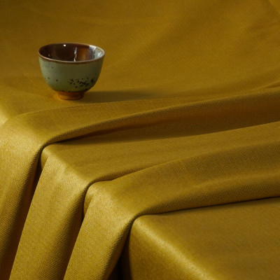 Mason-Yellow Thicker Linen Look Blackout Drapery Fabric For Living Room, Bedroom, Office, Hotel, Restaurant, Theater, Retail Store, Exhibition Hall, Hospitality Industry. Custom Blackout Fabric. and Finished Curtain.