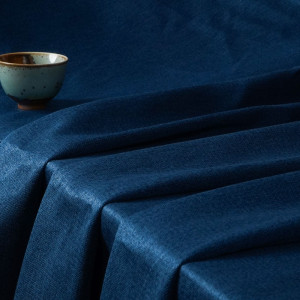 Mason-Blue Thicker Linen Look Blackout Drapery Fabric For Living Room, Bedroom, Office, Hotel, Restaurant, Theater, Retail Store, Exhibition Hall, Hospitality Industry. Custom Blackout Fabric. and Finished Curtain.