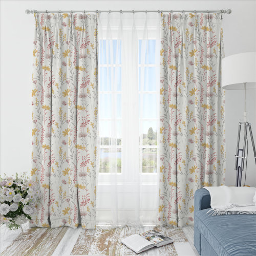 Oliver Flower-Single-Sided Shiny Sateen Printed Blackout Drapery Fabric For Living Room, Bedroom, Office, Hotel, Restaurant, Theater, Retail Store, Exhibition Hall, Hospitality Industry. Custom Blackout Fabric. and Finished Curtain.