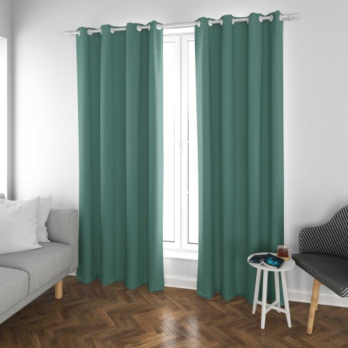 Ethan-Teal Two-Toned High Density Sateen Blackout Drapery Fabric For Living Room, Bedroom, Office, Hotel, Restaurant, Theater, Retail Store, Exhibition Hall, Hospitality Industry. Custom Blackout Fabric. and Finished Curtain.